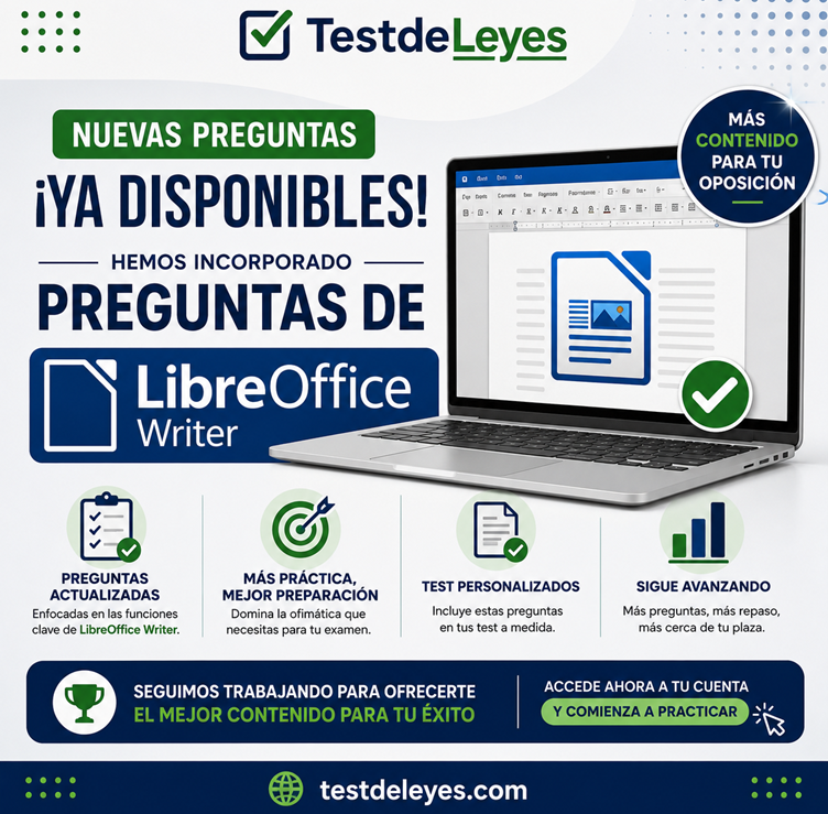 Ya disponibles las nuevas preguntas de LibreOffice Writer en Test de Leyes